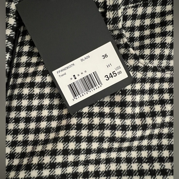 THE KOOPLES Check-Pattern Wool-Blend Trousers FR Size 36/US 4 NWT Black/White - Picture 9 of 15